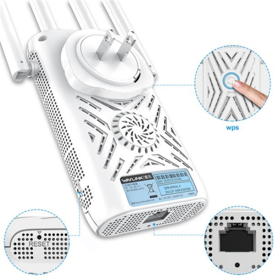 WAVLINK WN579A3 Home WiFi Extender 1200Mbps 2.4GHz / 5GHz Dual Band AP Wireless Router, Plug:UK Plug