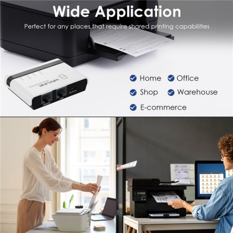 WAVLINK NU516U1 USB2.0 Wireless Printer Server With 10 / 100Mbps LAN / Bridge WiFi(AU Plug)