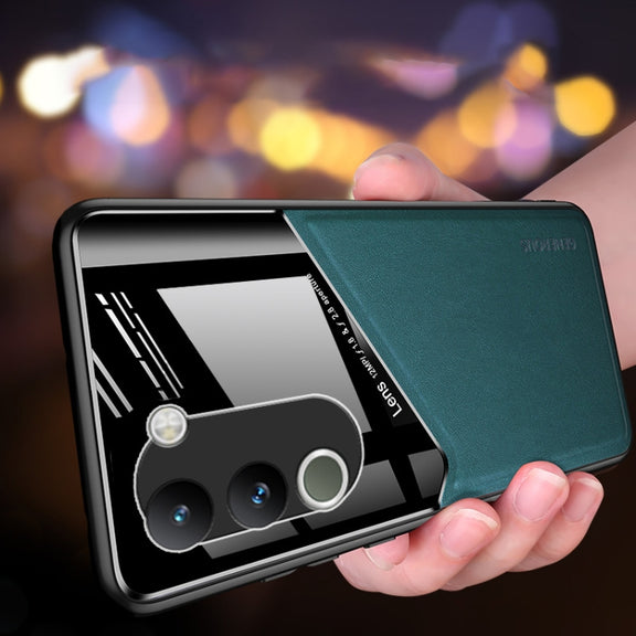 For vivo Y200 Global All-inclusive Leather Organic Glass Phone Case(Green)