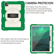 For iPad Air 11 2025 / 2024 Silicone Hybrid PC Shockproof Tablet Case with Shoulder Strap(Classic Green)