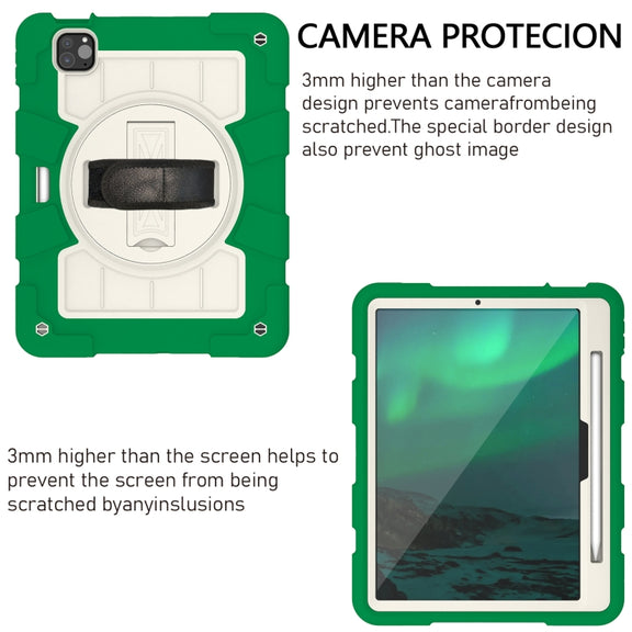 For iPad Air 11 2025 / 2024 Silicone Hybrid PC Shockproof Tablet Case with Shoulder Strap(Classic Green)