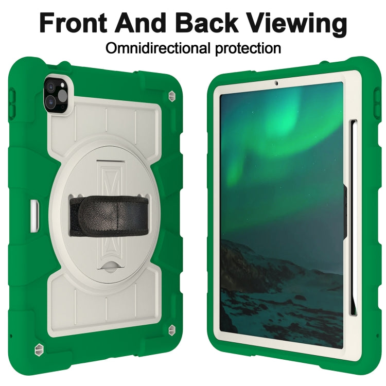 For iPad Air 11 2025 / 2024 Silicone Hybrid PC Shockproof Tablet Case with Shoulder Strap(Classic Green)