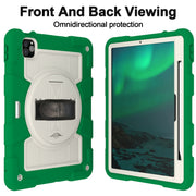 For iPad Air 11 2025 / 2024 Silicone Hybrid PC Shockproof Tablet Case with Shoulder Strap(Classic Green)