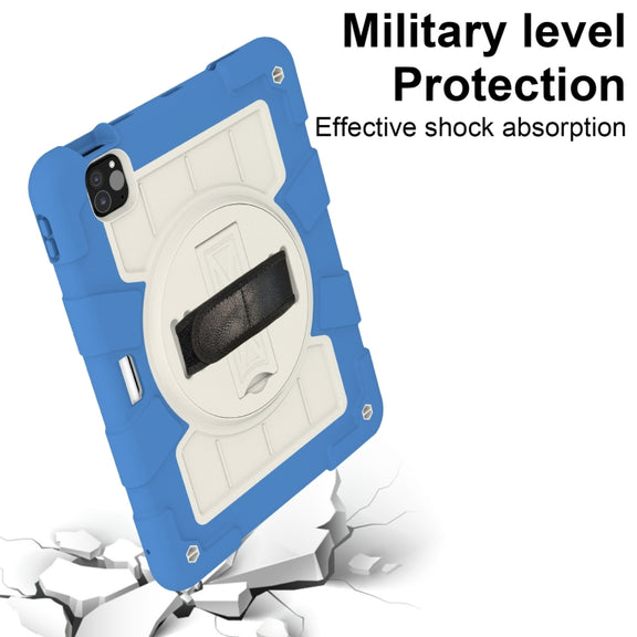 For iPad Air 11 2025 / 2024 Silicone Hybrid PC Shockproof Tablet Case with Shoulder Strap(Azure Blue)