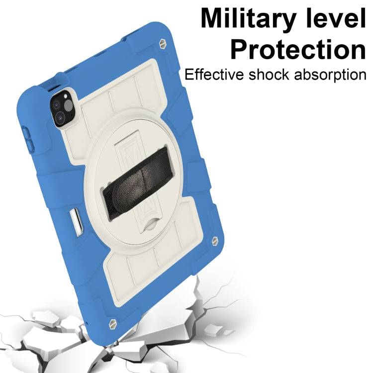 For iPad Air 11 2025 / 2024 Silicone Hybrid PC Shockproof Tablet Case with Shoulder Strap(Azure Blue)