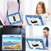 For iPad Air 11 2025 / 2024 Silicone Hybrid PC Shockproof Tablet Case with Shoulder Strap(Azure Blue)