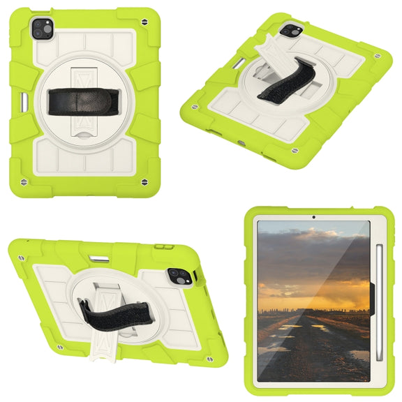 For iPad Air 11 2024 Silicone Hybrid PC Shockproof Tablet Case with Shoulder Strap(Love Birds Green)