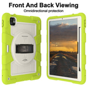 For iPad Air 11 2024 Silicone Hybrid PC Shockproof Tablet Case with Shoulder Strap(Love Birds Green)