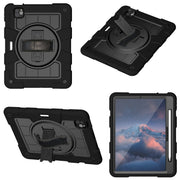 For iPad Air 11 2025 / 2024 Silicone Hybrid PC Shockproof Tablet Case with Shoulder Strap(Black)