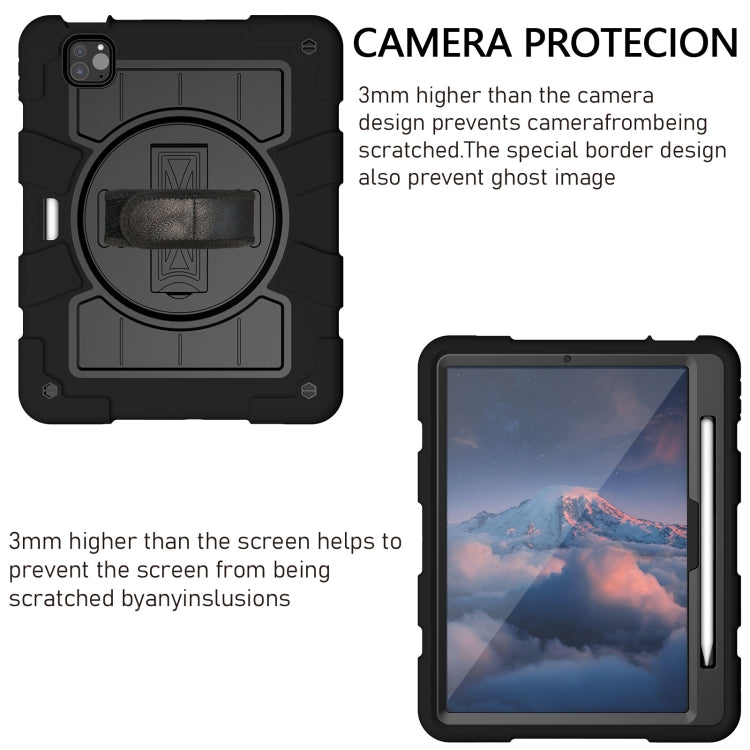 For iPad Air 11 2025 / 2024 Silicone Hybrid PC Shockproof Tablet Case with Shoulder Strap(Black)