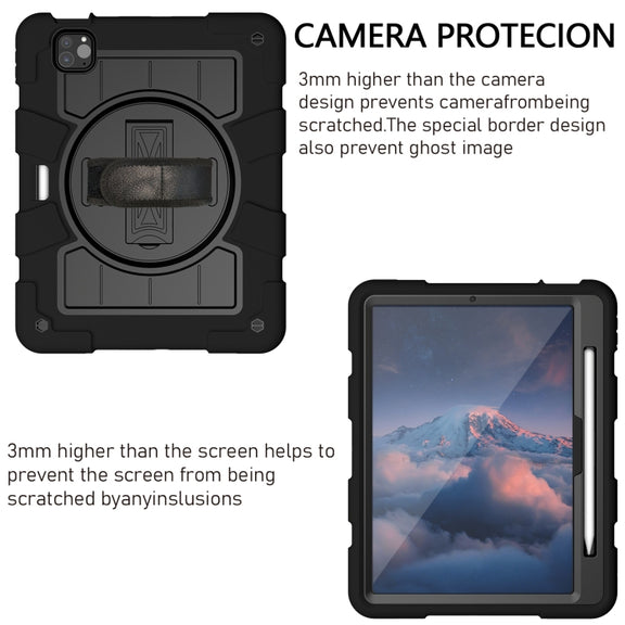 For iPad Air 11 2025 / 2024 Silicone Hybrid PC Shockproof Tablet Case with Shoulder Strap(Black)