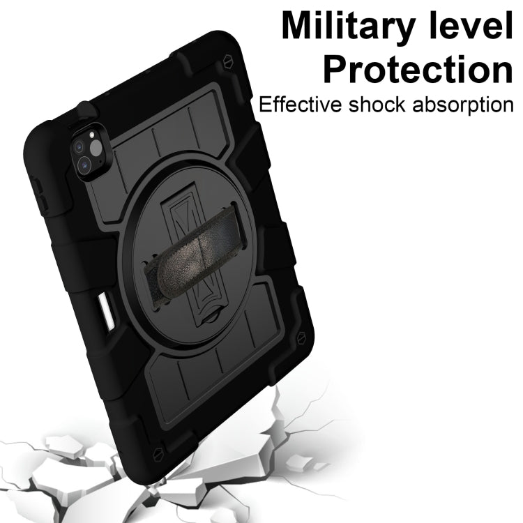 For iPad Air 11 2025 / 2024 Silicone Hybrid PC Shockproof Tablet Case with Shoulder Strap(Black)