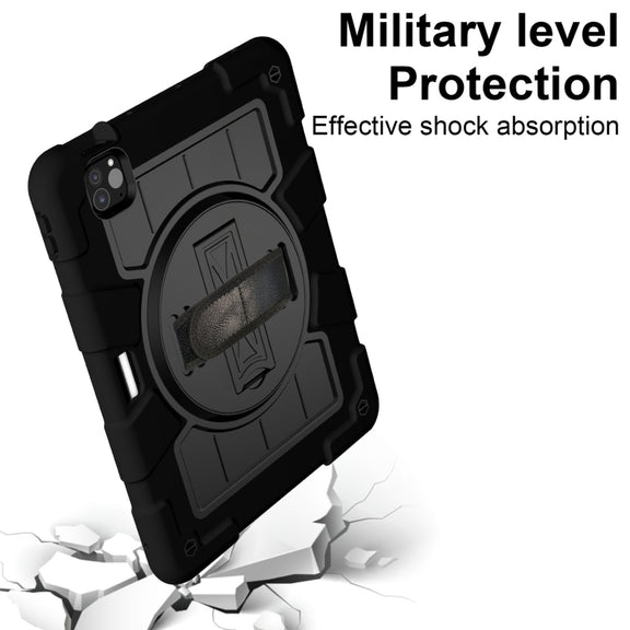 For iPad Air 11 2025 / 2024 Silicone Hybrid PC Shockproof Tablet Case with Shoulder Strap(Black)