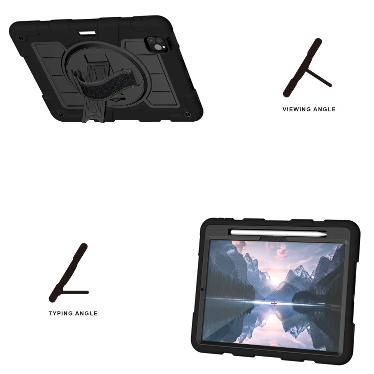 For iPad Air 11 2025 / 2024 Silicone Hybrid PC Shockproof Tablet Case with Shoulder Strap(Black)