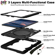 For iPad Air 11 2025 / 2024 Silicone Hybrid PC Shockproof Tablet Case with Shoulder Strap(Black)