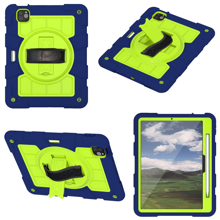 For iPad Air 11 2024 Silicone Hybrid PC Shockproof Tablet Case with Shoulder Strap(Tibetan Turquoise)
