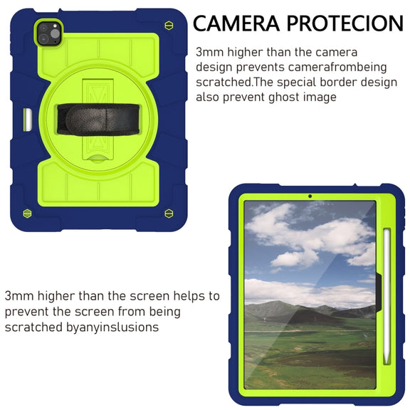 For iPad Air 11 2024 Silicone Hybrid PC Shockproof Tablet Case with Shoulder Strap(Tibetan Turquoise)