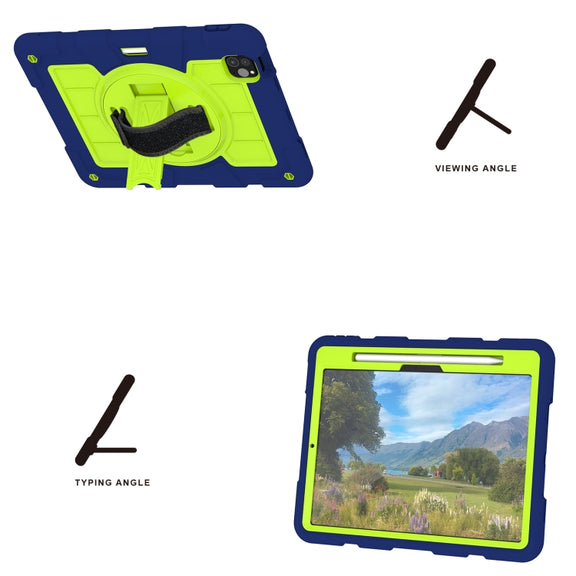For iPad Air 11 2024 Silicone Hybrid PC Shockproof Tablet Case with Shoulder Strap(Tibetan Turquoise)
