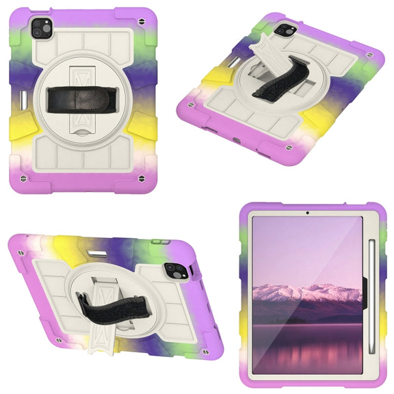 For iPad Air 11 2025 / 2024 Silicone Hybrid PC Shockproof Tablet Case with Shoulder Strap(Colorful Purple)