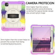 For iPad Air 11 2025 / 2024 Silicone Hybrid PC Shockproof Tablet Case with Shoulder Strap(Colorful Purple)