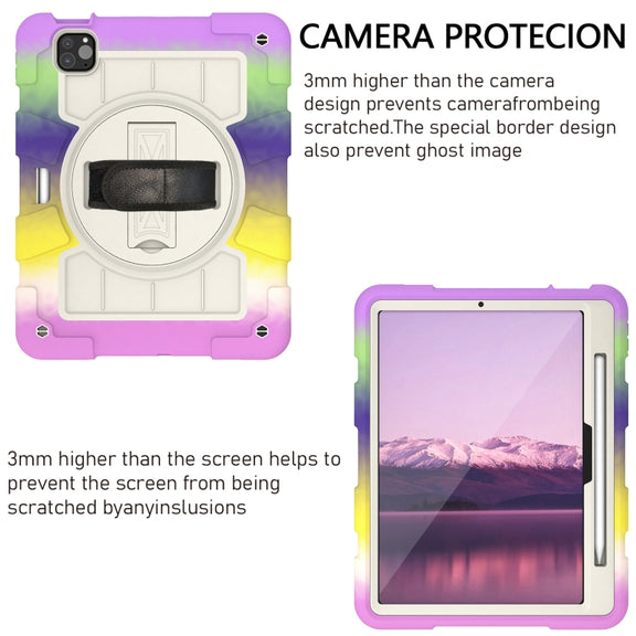 For iPad Air 11 2025 / 2024 Silicone Hybrid PC Shockproof Tablet Case with Shoulder Strap(Colorful Purple)