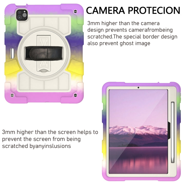 For iPad Air 11 2025 / 2024 Silicone Hybrid PC Shockproof Tablet Case with Shoulder Strap(Colorful Purple)