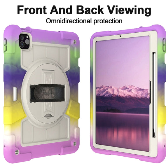 For iPad Air 11 2025 / 2024 Silicone Hybrid PC Shockproof Tablet Case with Shoulder Strap(Colorful Purple)