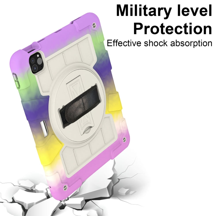 For iPad Air 11 2025 / 2024 Silicone Hybrid PC Shockproof Tablet Case with Shoulder Strap(Colorful Purple)