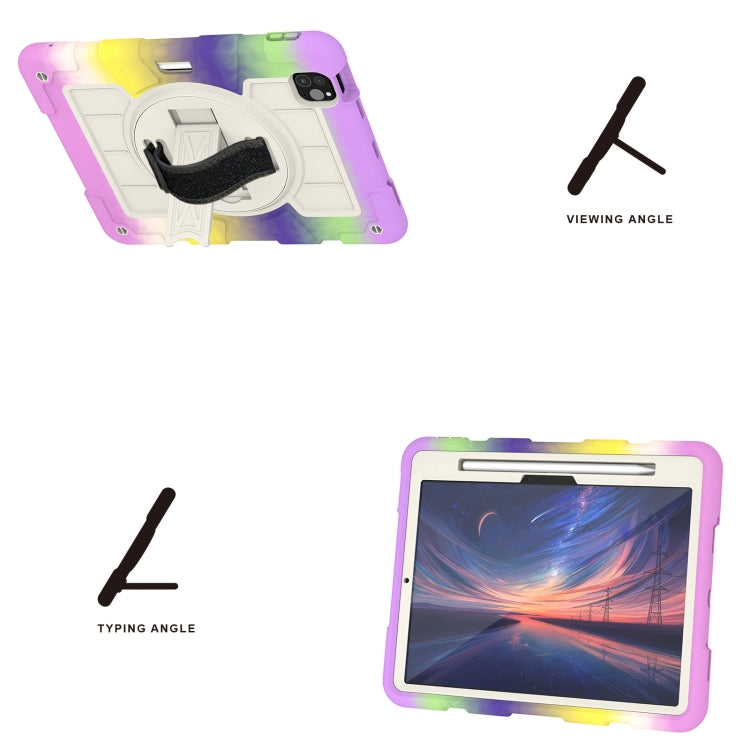 For iPad Air 11 2025 / 2024 Silicone Hybrid PC Shockproof Tablet Case with Shoulder Strap(Colorful Purple)