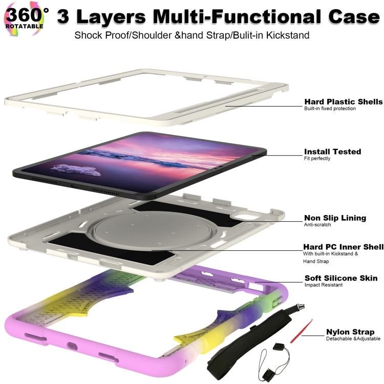 For iPad Air 11 2025 / 2024 Silicone Hybrid PC Shockproof Tablet Case with Shoulder Strap(Colorful Purple)
