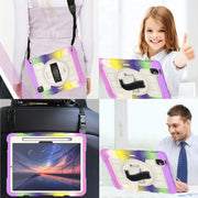 For iPad Air 11 2025 / 2024 Silicone Hybrid PC Shockproof Tablet Case with Shoulder Strap(Colorful Purple)