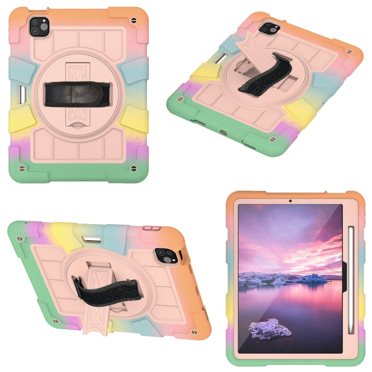 For iPad Air 11 2025 / 2024 Silicone Hybrid PC Shockproof Tablet Case with Shoulder Strap(Colorful Gold)