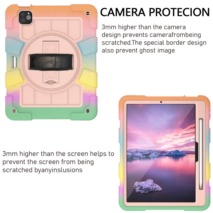 For iPad Air 11 2025 / 2024 Silicone Hybrid PC Shockproof Tablet Case with Shoulder Strap(Colorful Gold)