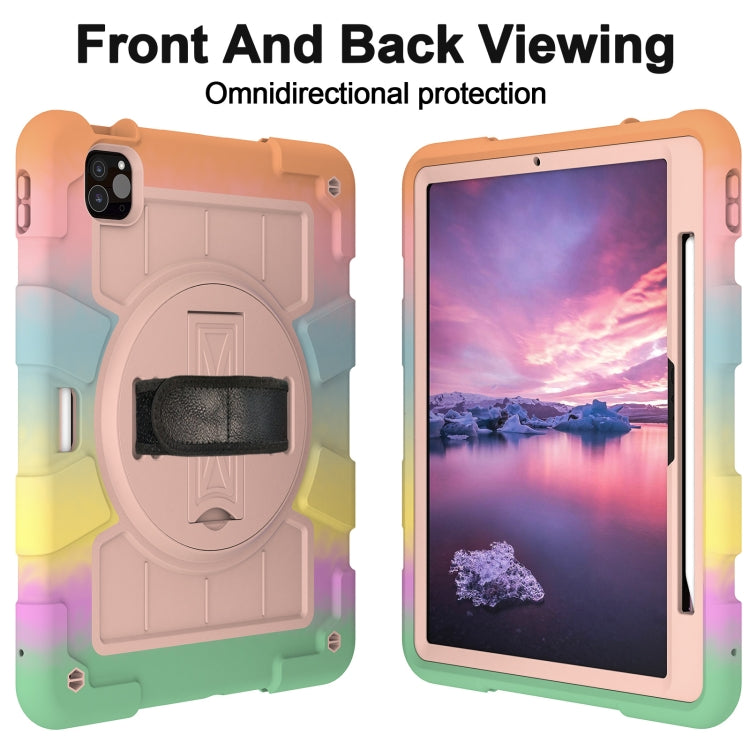For iPad Air 11 2025 / 2024 Silicone Hybrid PC Shockproof Tablet Case with Shoulder Strap(Colorful Gold)