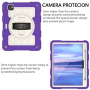 For iPad Pro 11 2024 Silicone Hybrid PC Shockproof Tablet Case with Shoulder Strap(Catharanthus Roseus)