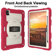 For iPad Pro 11 2024 Silicone Hybrid PC Shockproof Tablet Case with Shoulder Strap(Feifan Magenta)