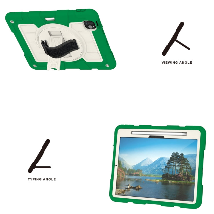 For iPad Pro 11 2024 Silicone Hybrid PC Shockproof Tablet Case with Shoulder Strap(Classic Green)