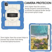 For iPad Pro 11 2024 Silicone Hybrid PC Shockproof Tablet Case with Shoulder Strap(Azure Blue)