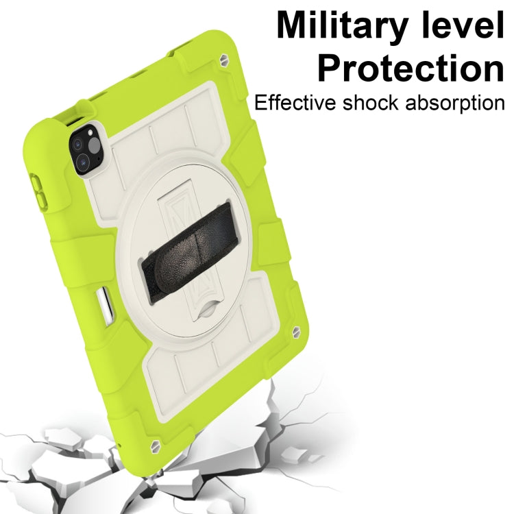 For iPad Pro 11 2024 Silicone Hybrid PC Shockproof Tablet Case with Shoulder Strap(Love Birds Green)