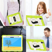 For iPad Pro 11 2024 Silicone Hybrid PC Shockproof Tablet Case with Shoulder Strap(Love Birds Green)