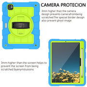 For iPad Pro 11 2024 Silicone Hybrid PC Shockproof Tablet Case with Shoulder Strap(Bluish-Green)