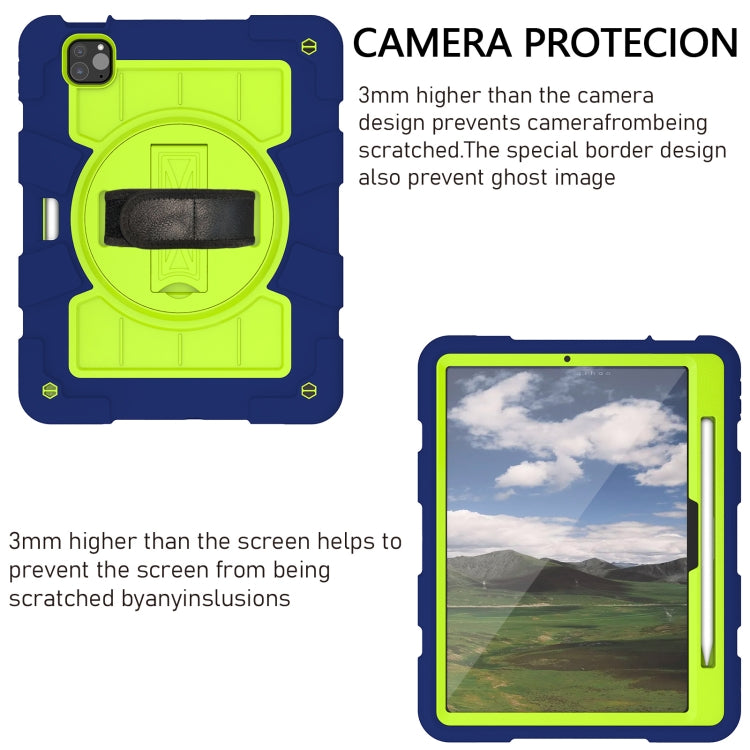 For iPad Pro 11 2024 Silicone Hybrid PC Shockproof Tablet Case with Shoulder Strap(Tibetan Turquoise)