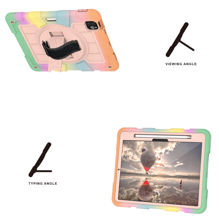 For iPad Pro 11 2024 Silicone Hybrid PC Shockproof Tablet Case with Shoulder Strap(Colorful Gold)
