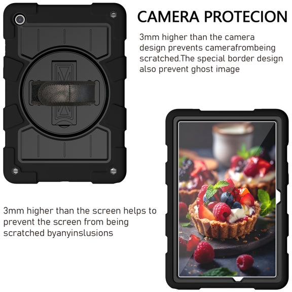 For Samsung Galaxy Tab A9+ Silicone Hybrid PC Shockproof Tablet Case with Shoulder Strap(Black)