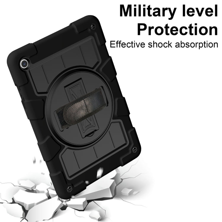 For Samsung Galaxy Tab A9+ Silicone Hybrid PC Shockproof Tablet Case with Shoulder Strap(Black)