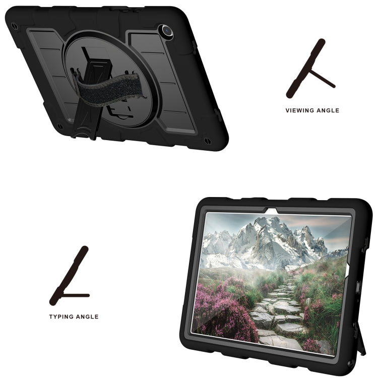 For Samsung Galaxy Tab A9+ Silicone Hybrid PC Shockproof Tablet Case with Shoulder Strap(Black)