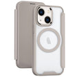 For iPhone 14 Plus MagSafe RFID Blocking Adsorption Flip Leather Phone Case(Khaki) - iPhone 14 Plus Cases by PMC TechLife | Online Shopping South Africa | PMC TechLife