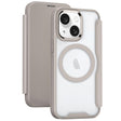 For iPhone 15 Plus MagSafe RFID Blocking Adsorption Flip Leather Phone Case(Khaki) - iPhone 15 Plus Cases by PMC TechLife | Online Shopping South Africa | PMC TechLife