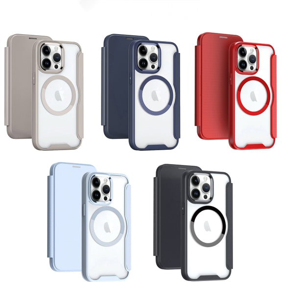 For iPhone 14 Pro MagSafe RFID Blocking Adsorption Flip Leather Phone Case(Purple)