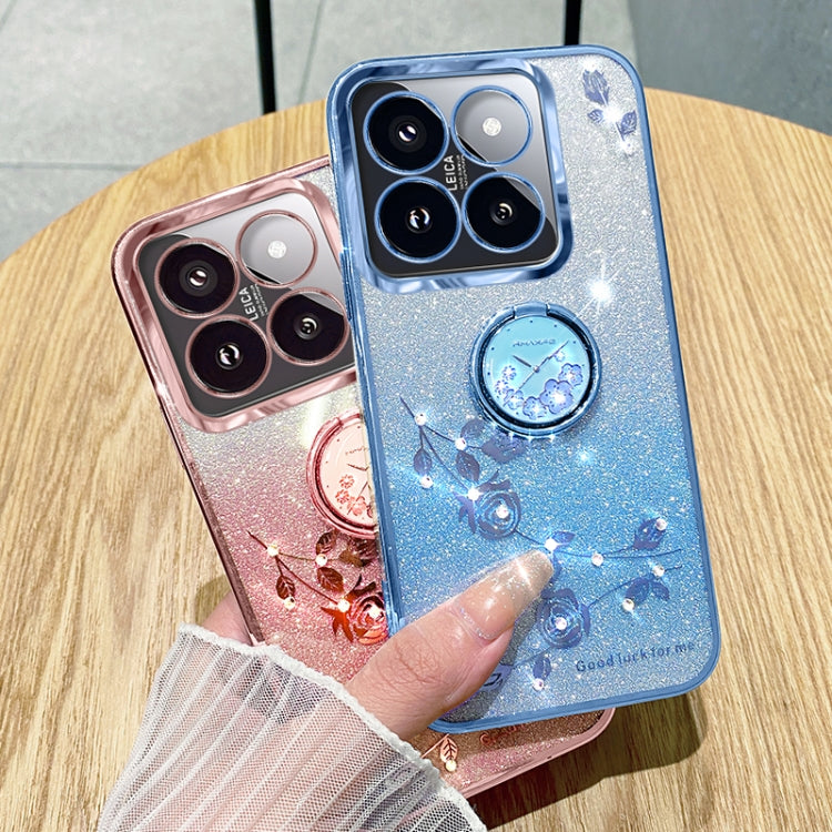 For Xiaomi 14 Pro Gradient Glitter Immortal Flower Ring All-inclusive Phone Case(Purple)